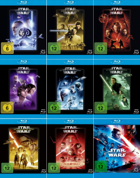 Star Wars 1-9 Komplett Episode (Teil 1+2+3+4+5+6+7+8+9) (18-Blu-ray)